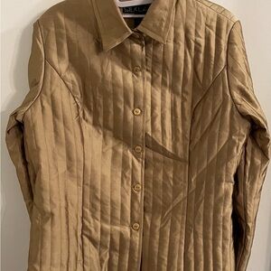 Gold Silkland Quilted  Buttoned Puffer Large  Silk Jacket